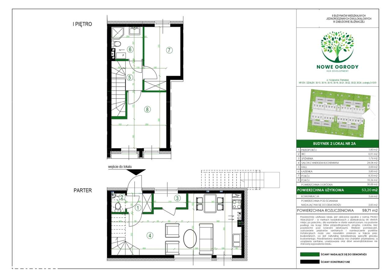 3-pokojowe mieszkanie 53m2 + ogródek - Pełny obrazek: 2/7