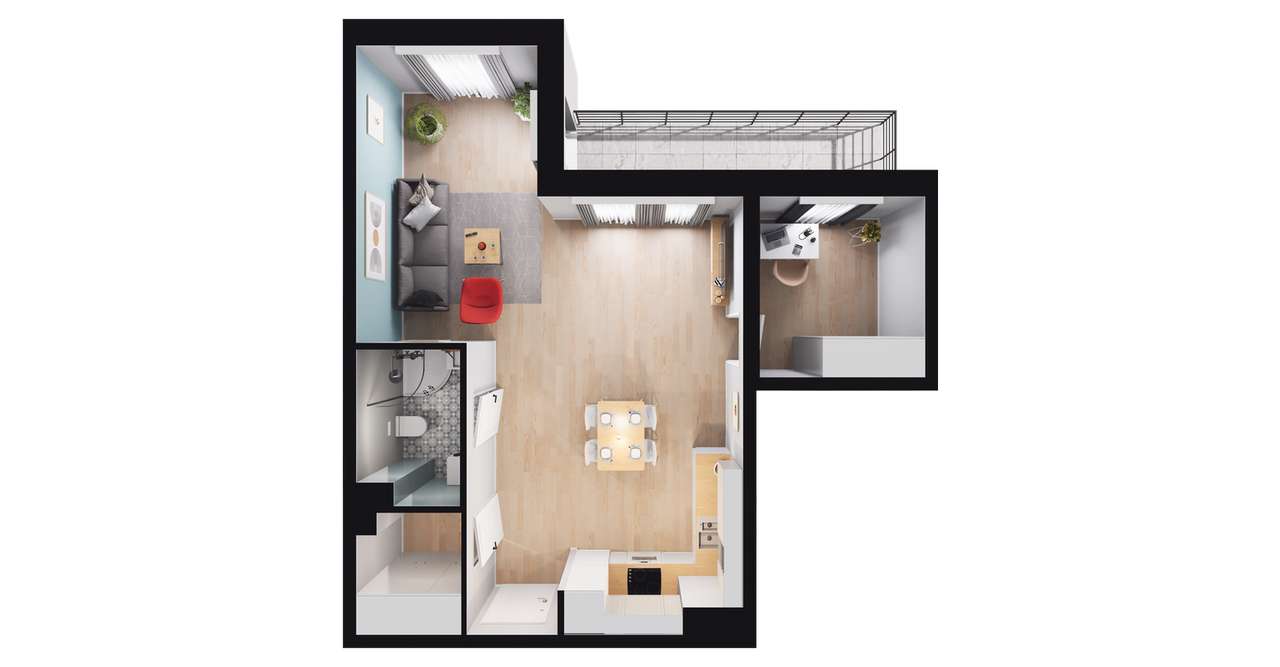 2-pokojowe mieszkanie 48m2 Bez Pośredników - Pełny obrazek: 3/7