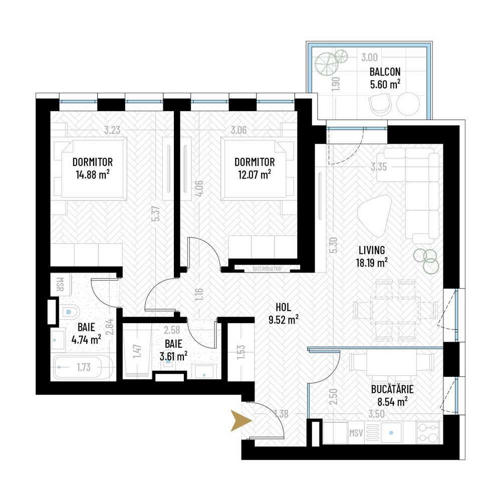 Apartament 3 camere, proiect premium Drumul Taberei Residence Faza 3-1