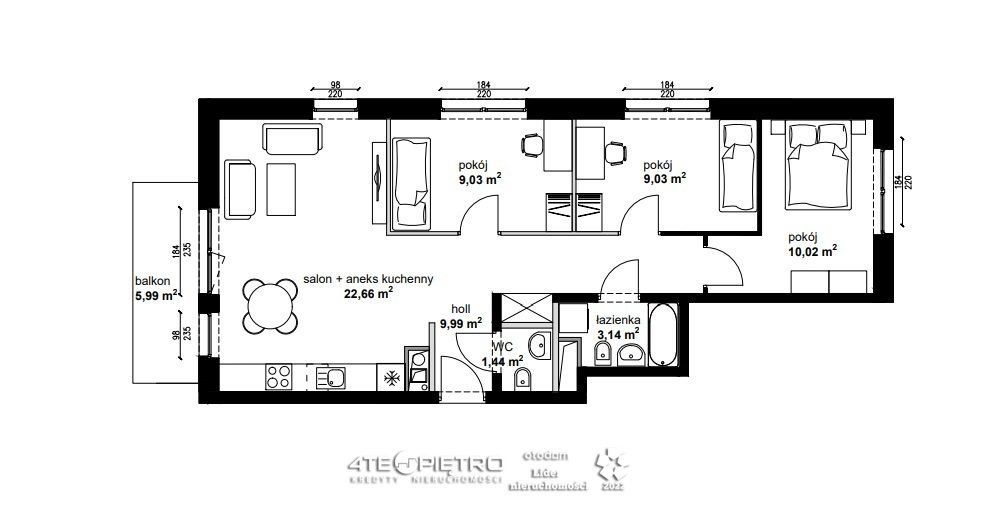 Nowe, 4 pokoje, Wieniawa, 65m2, balkon 6m2, 2025r.