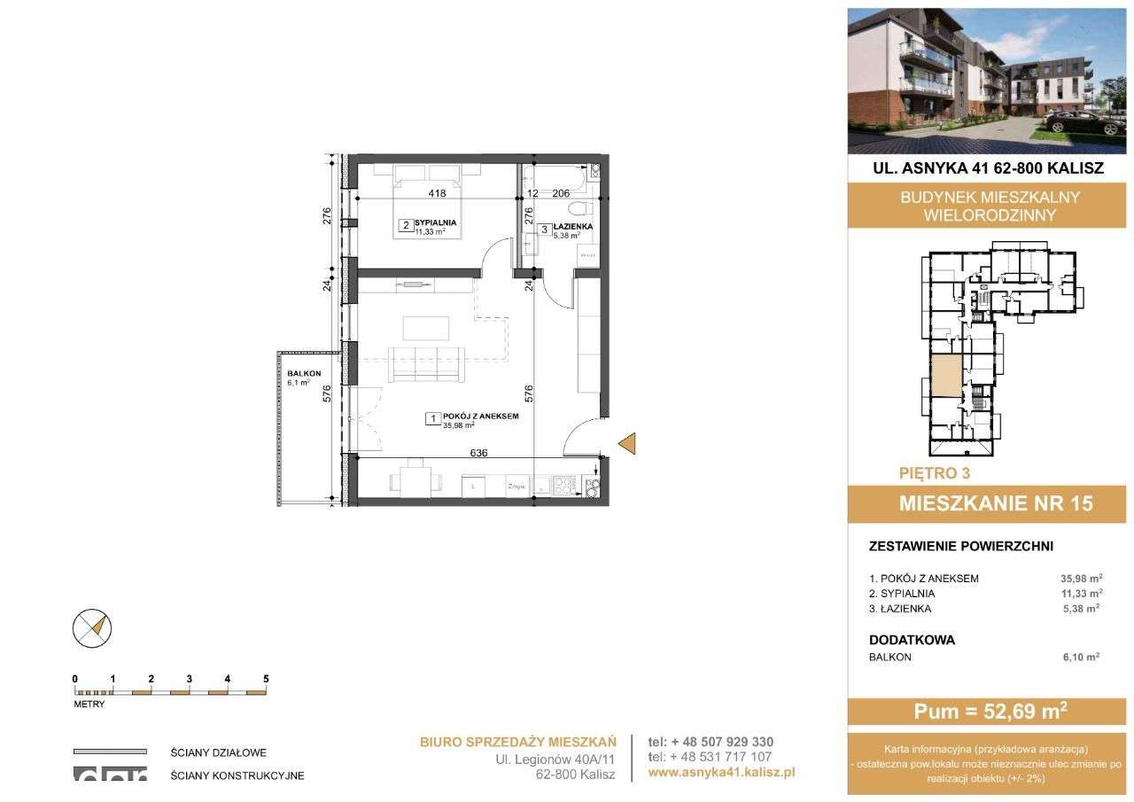 Mieszkanie nr 15 w Nowym Budynku Asnyka 41 - Pełny obrazek: 2/11