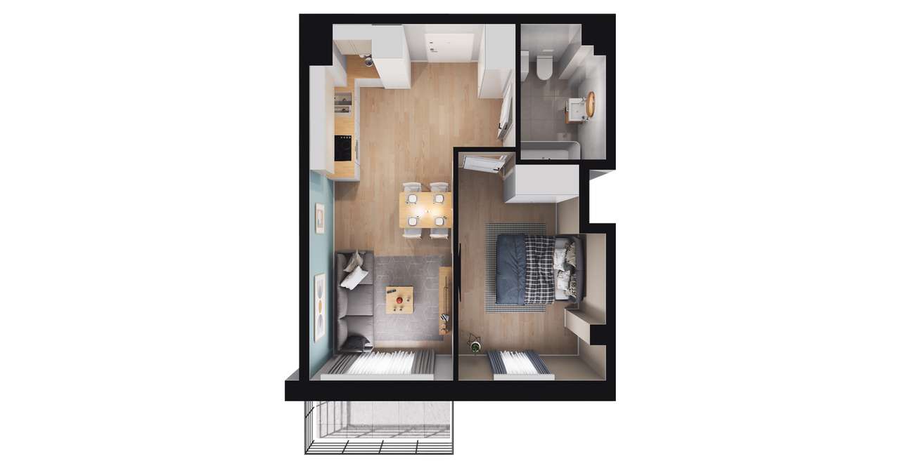 2-pokojowe mieszkanie 36m2 + balkon Bez Prowizji - Pełny obrazek: 2/8