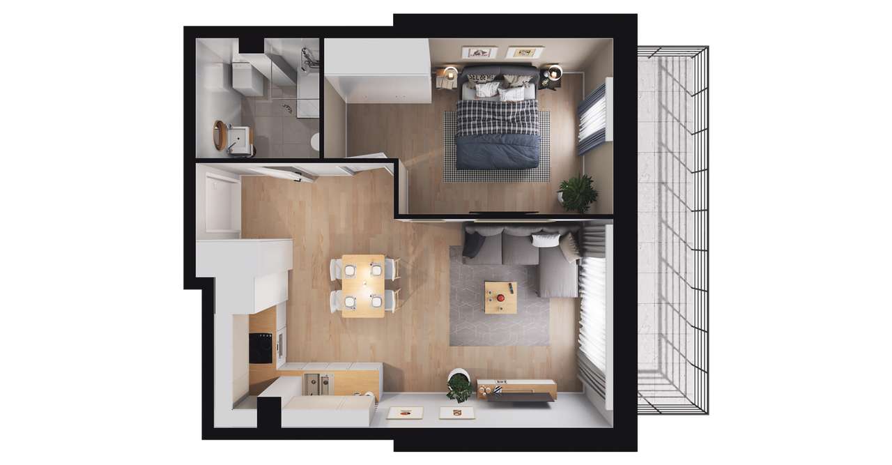 Osada Kamieniec|mieszkanie z dużym ogródkiem| B_M2 - Pełny obrazek: 3/9