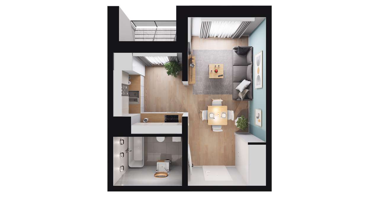 J​N 190 etap I​I | mieszkanie 1-pok. | 1_09 - Pełny obrazek: 3/9