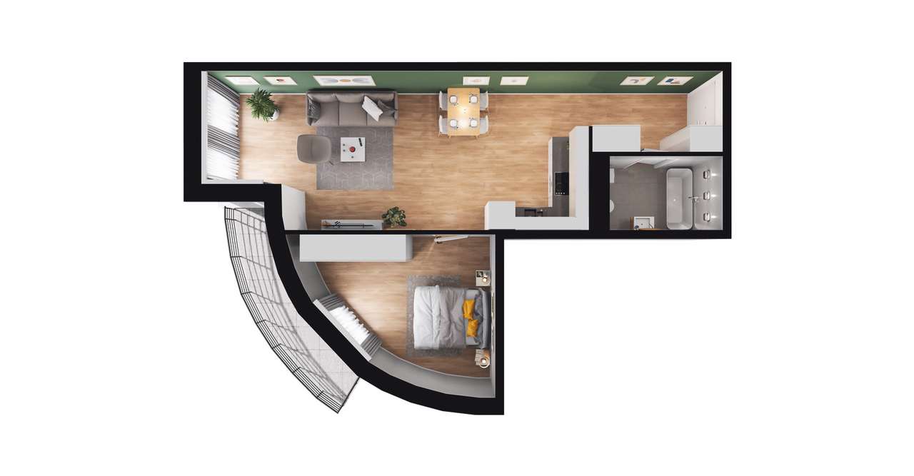 2-pokojowe mieszkanie 52m2 + balkon - Pełny obrazek: 2/8