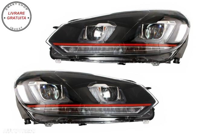 Ansamblu Bara Fata VW Golf VI 6 (2008-2013) cu Faruri LED Golf 7 U Design Semnal D- livrare gratuita - 6