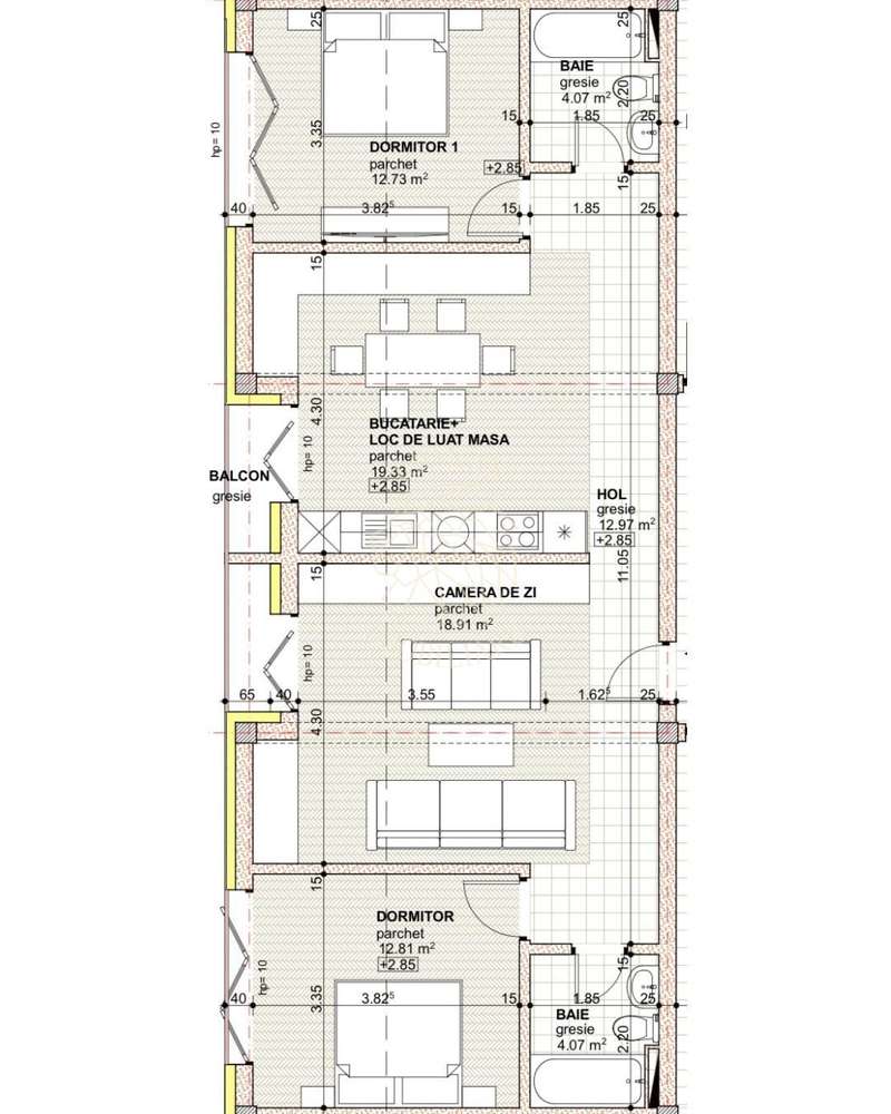 Apartament Ultrafinisat 3 camere 85 mp-etaj 1-lift-Libertatii - Imagine principală: 3/3