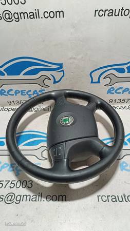 VOLANTE GUIADOR COMPLETO SKODA OCTAVIA II 2 MK2 1Z0419091 PELE AIRBAG - 2