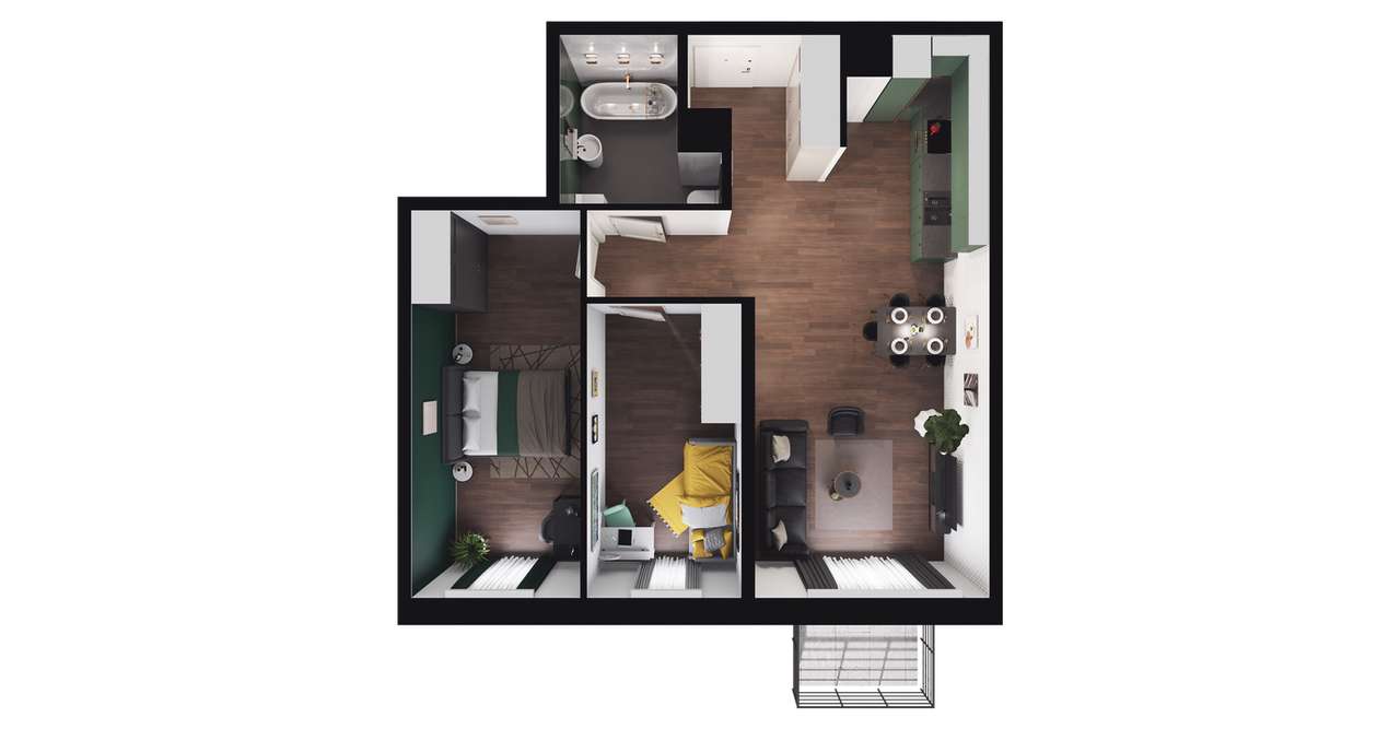 3-pokojowe mieszkanie 59m2 + balkon Bezpośrednio - Pełny obrazek: 2/8