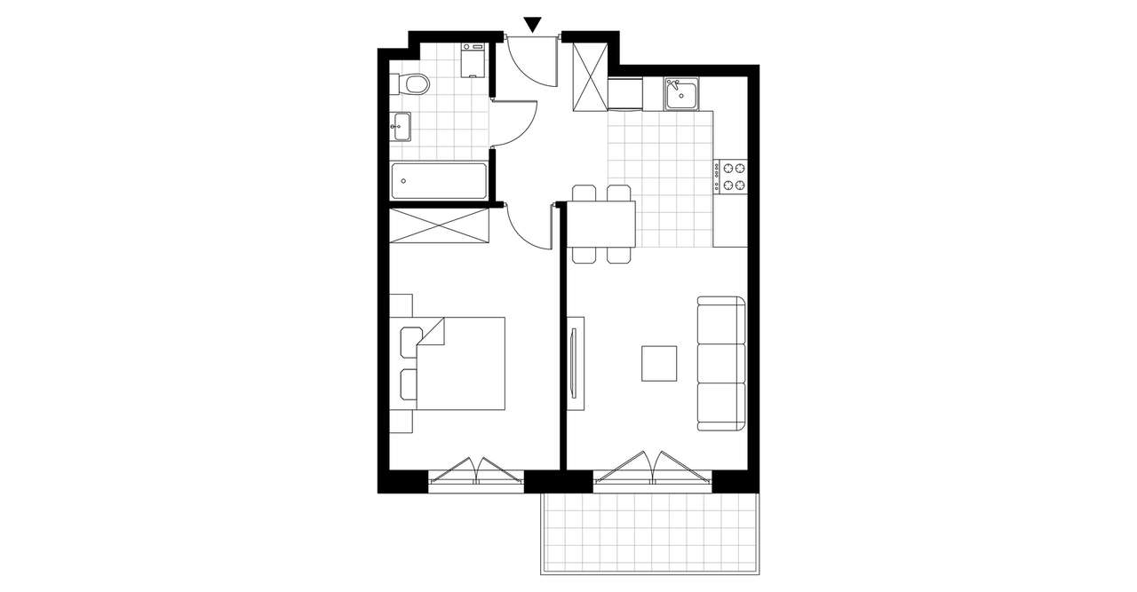 2-pokojowe mieszkanie 41m2 + balkon Bezpośrednio - Pełny obrazek: 3/6