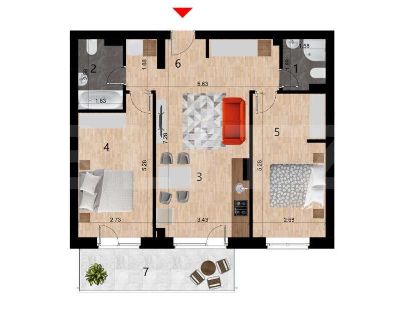 Apartament 3 camere, 63.82 mp, zona Zorilor — fotografia 1