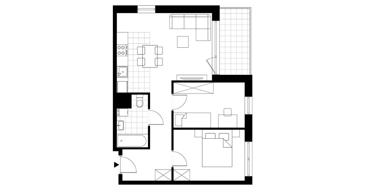 3-pokojowe mieszkanie 54m2 + balkon - Pełny obrazek: 2/7