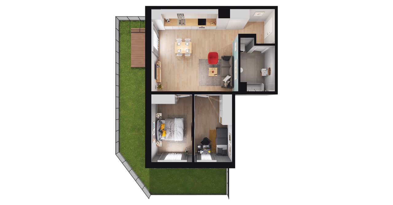 3-pokojowe mieszkanie 57m2 + ogródek Bezpośrednio - Pełny obrazek: 2/7