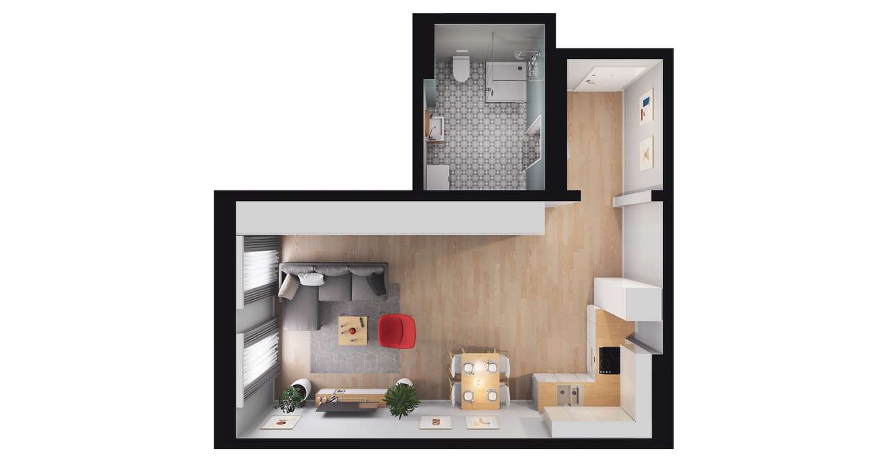 1-pokojowe mieszkanie 42m2 Bez Pośredników - Pełny obrazek: 3/9