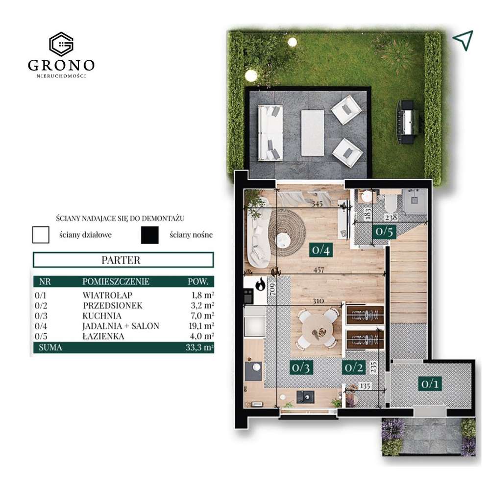 Bezczynszowa kawalerka z ogródkiem i kominkiem!-8