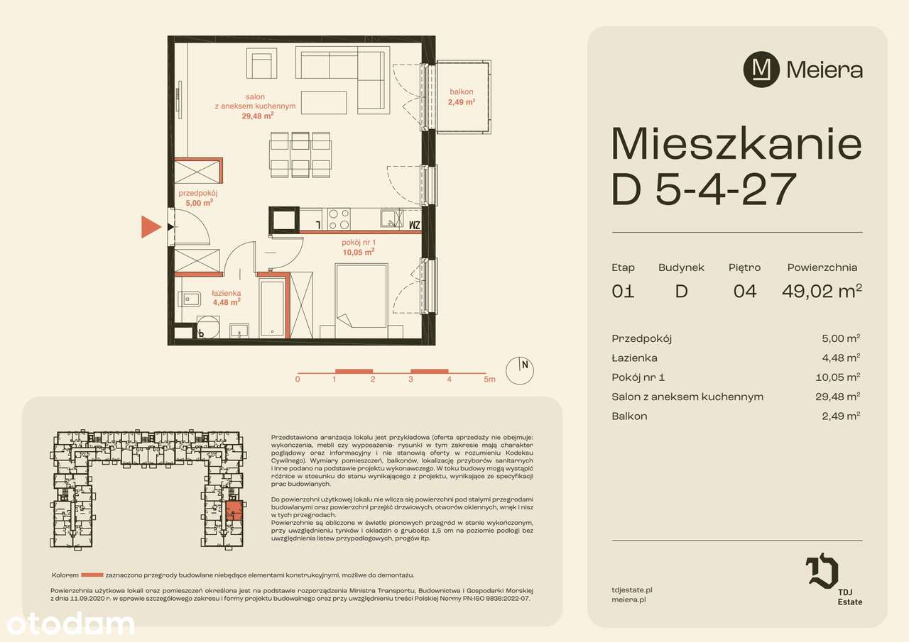 2-pokojowe mieszkanie 49m2 + balkon - Pełny obrazek: 2/7