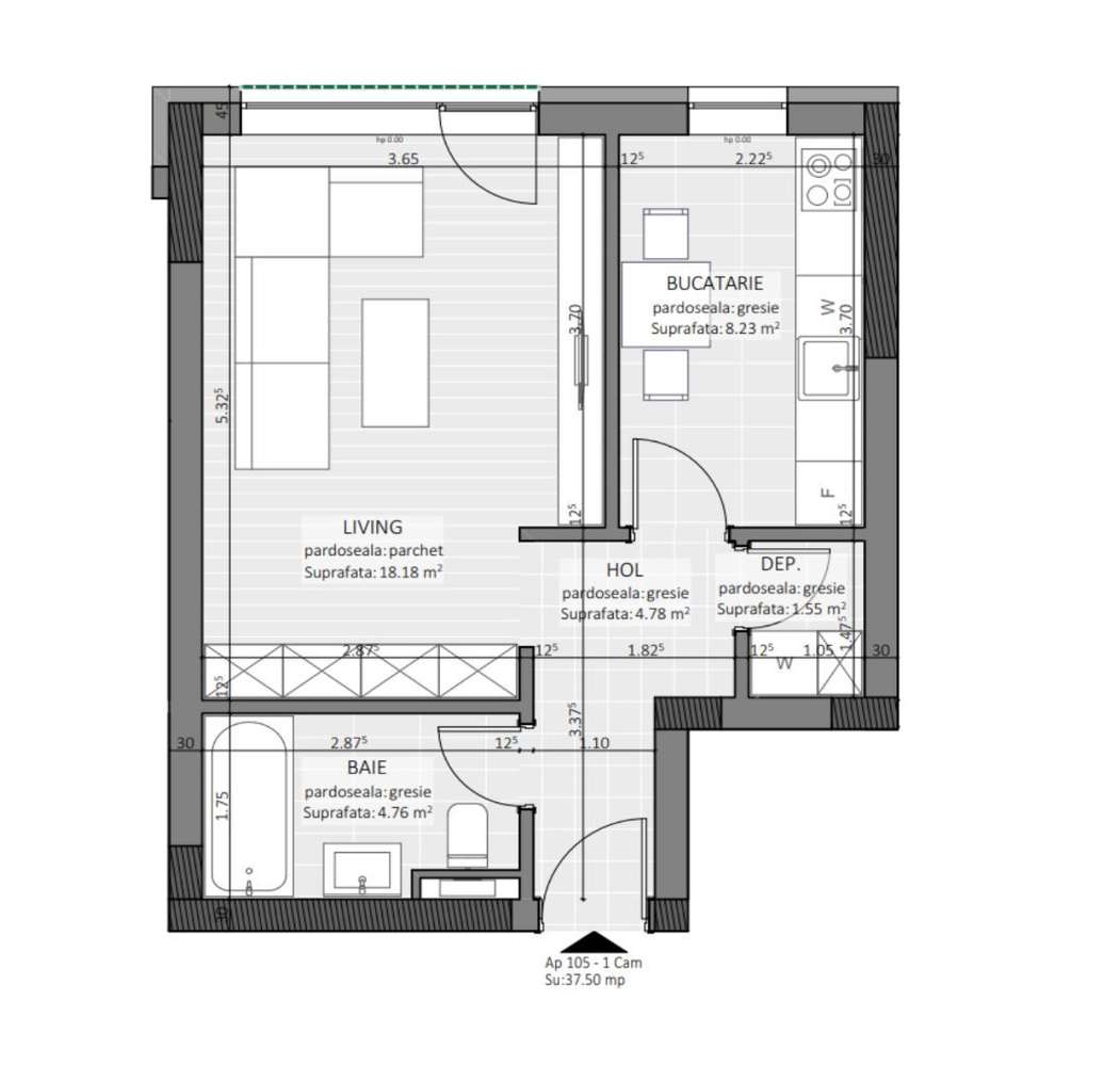 Garsoniera 38 mp *Zona Centrala *Bloc nou-2