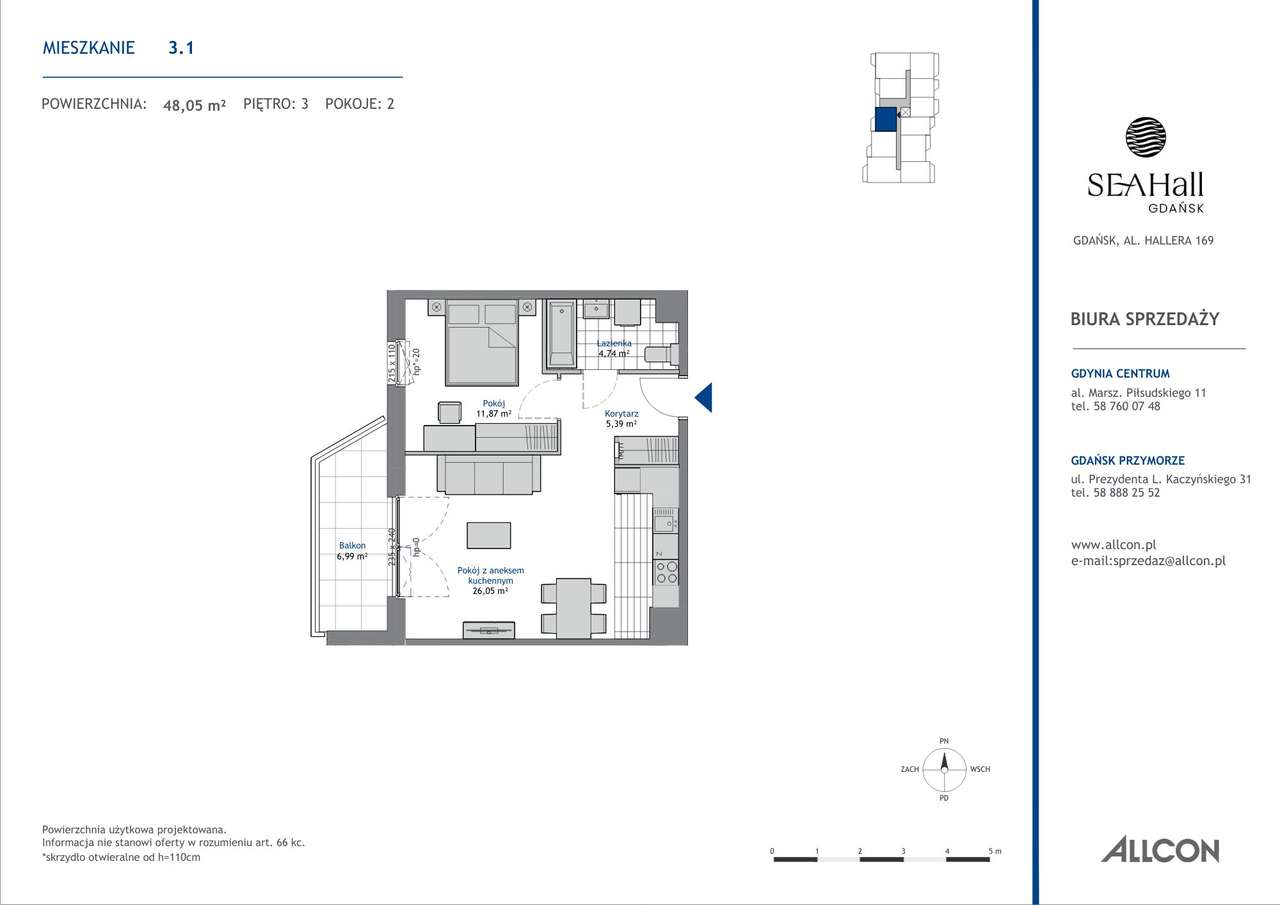 2 pokoje | 48,05 m² | balkon | zachód | garaż-14