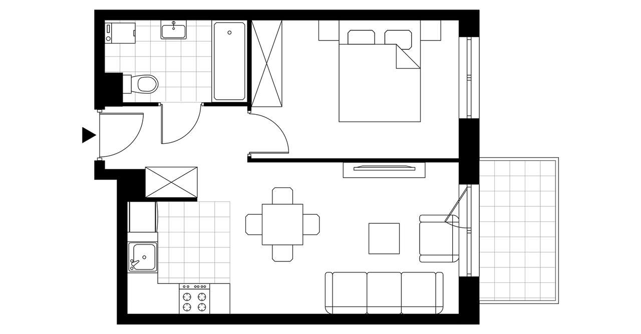 2-pokojowe mieszkanie 35m2 + balkon Bezpośrednio - Pełny obrazek: 3/8