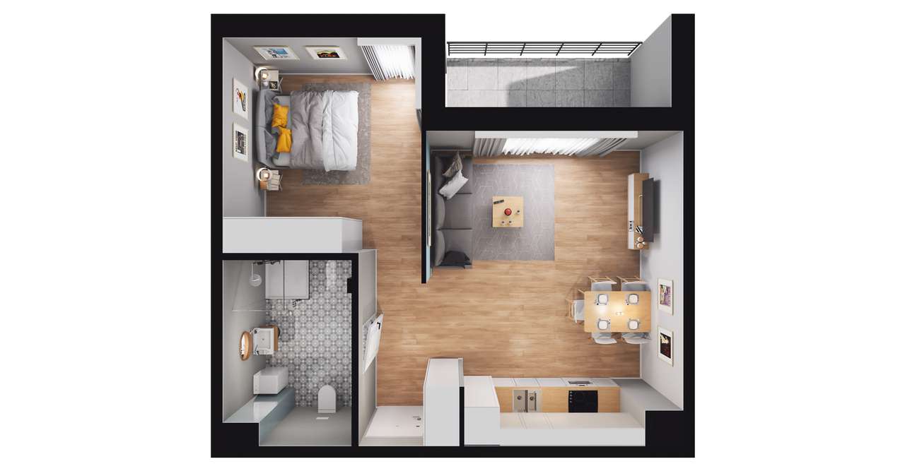 5-pokojowe mieszkanie 43m2 + loggia Bezpośrednio - Pełny obrazek: 2/8