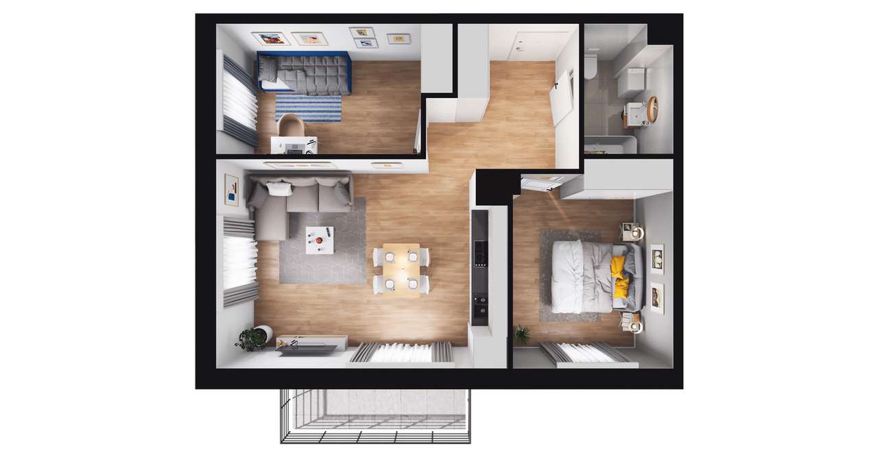 3-pokojowe mieszkanie 55m2 + balkon Bez Prowizji - Pełny obrazek: 2/8