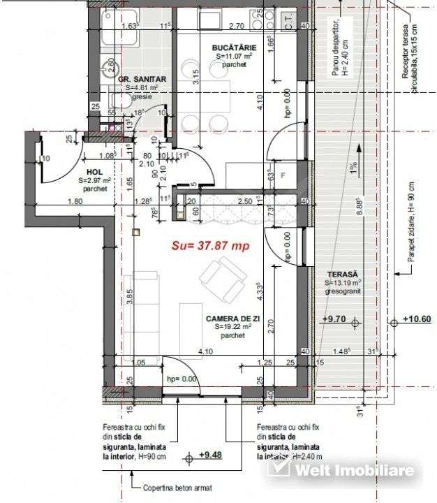 Apartament 1 cam decomandat, imobil nou Apahida zona centrala - Imagine principală: 3/3
