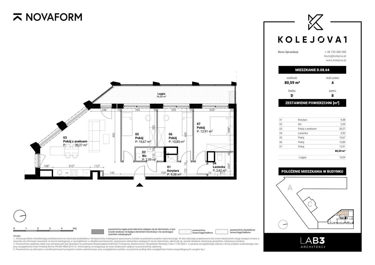 Kolejova 1 | mieszkanie 4-pok. | D.08.64 - Pełny obrazek: 2/7