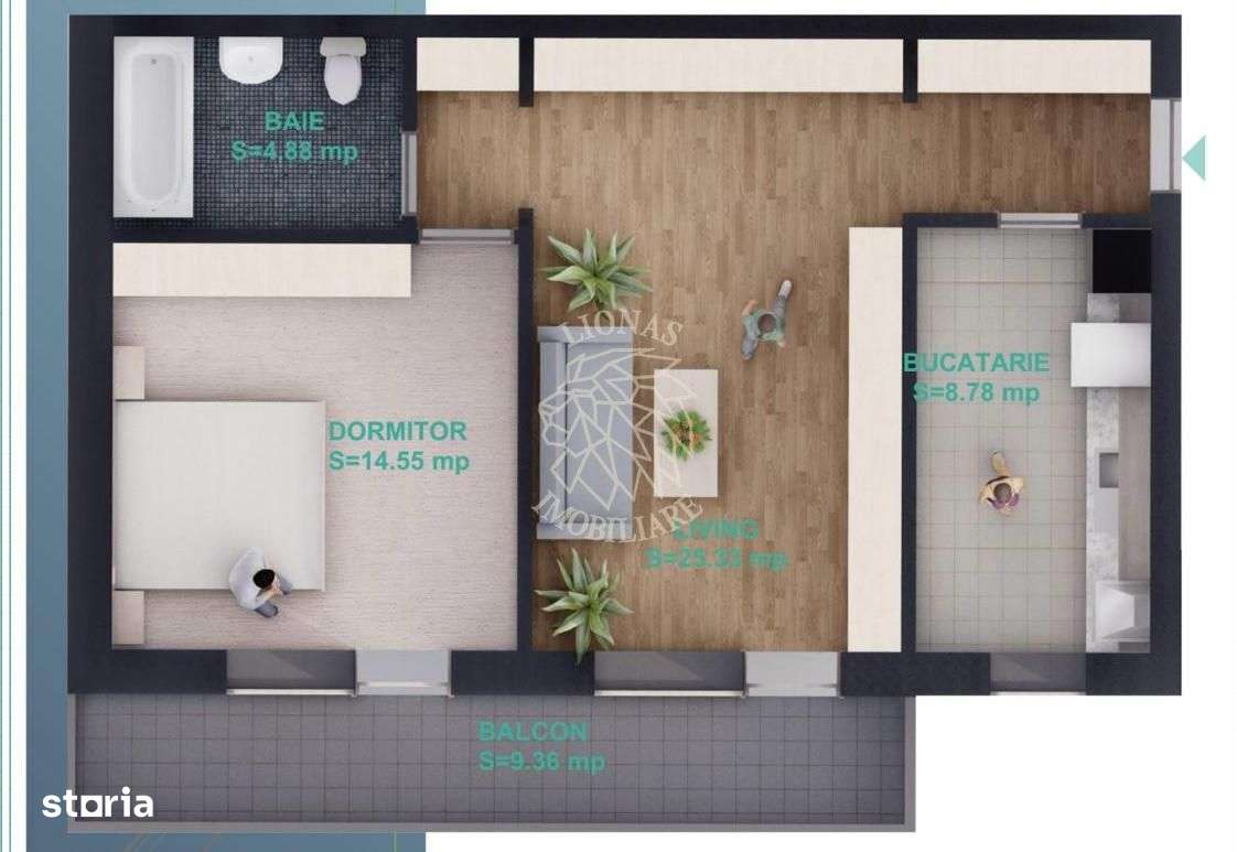 COMISION 0%! Apartament Nou 2 camere-balcon-etaj 2-lift-Zona Nord - Imagine principală: 1/3