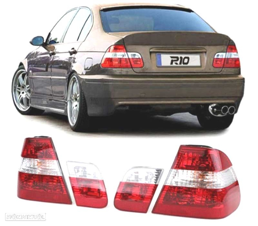 FAROLINS TRASEIROS PARA BMW E46 01-05 VERMELHO BRANCO - 1