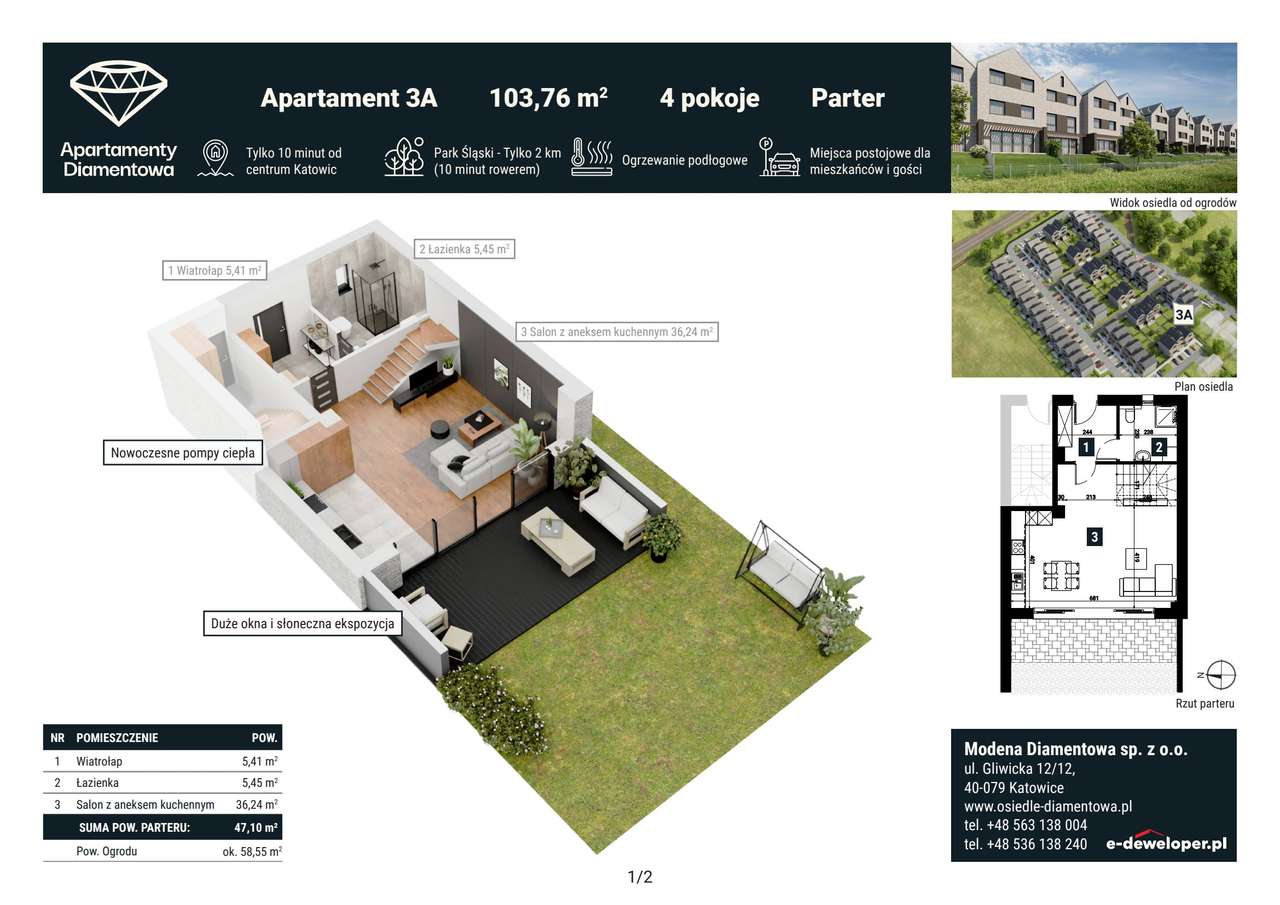 4-pokojowe mieszkanie 103m2 + ogródek Bezpośrednio - Pełny obrazek: 2/7