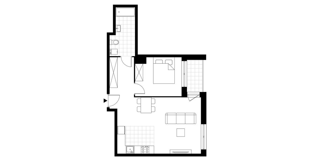 2-pokojowe mieszkanie 48m2 + loggia - Pełny obrazek: 3/8