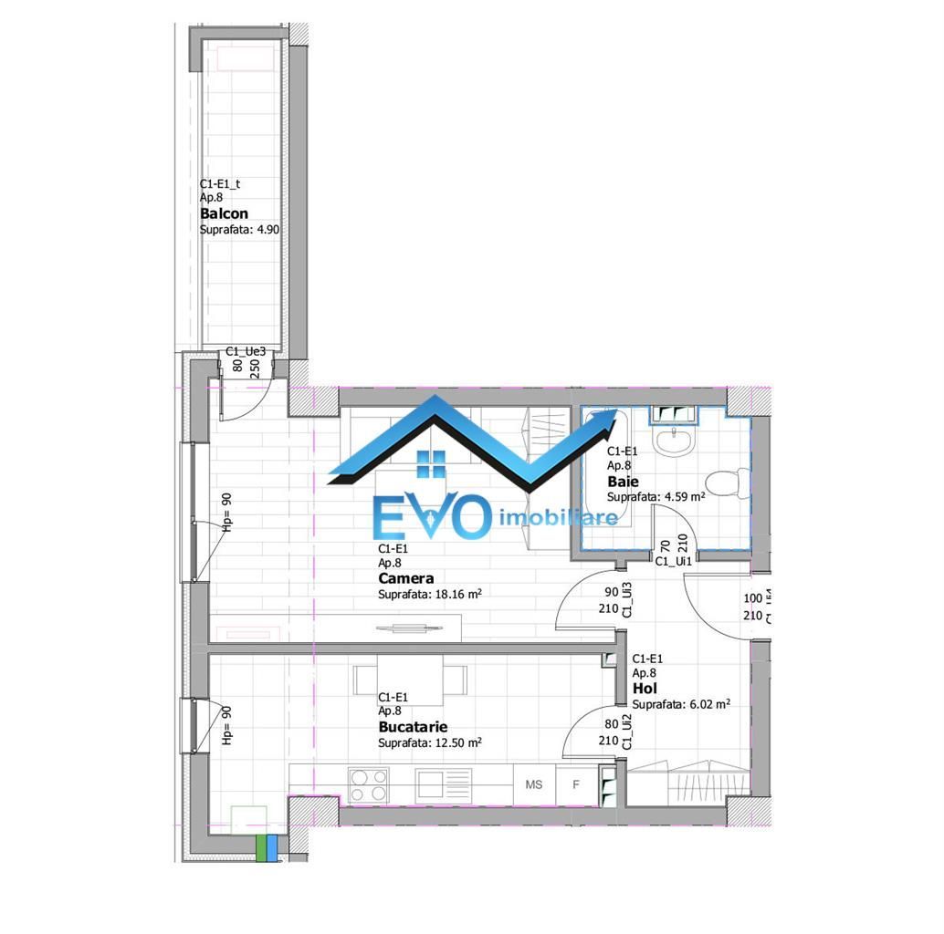 Apartament o camera, 46mp, bloc nou, Tatarasi, COMISION 0