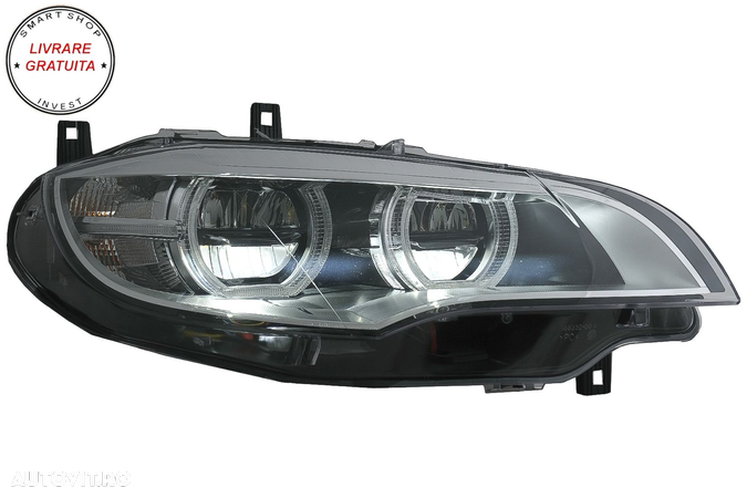 Faruri Xenon Angel Eyes 3D Dual Halo Rims LED DRL BMW X6 E71 (2008-2012)- livrare gratuita - 5