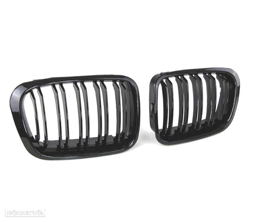 GRELHAS FRONTAIS DUPLAS PARA BMW E46 BERLINA TOURING 98-01 PRETO BRILHANTE - 2