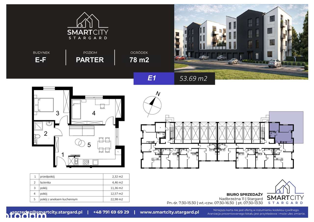 3-pokojowe mieszkanie 53m2 + ogródek - Pełny obrazek: 2/7