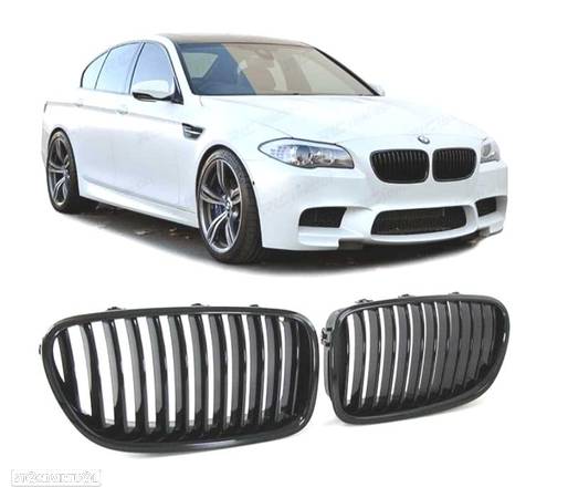 GRELHAS FRONTAIS PARA BMW F10 F11 2010+ PRETO BRILHANTE - 1