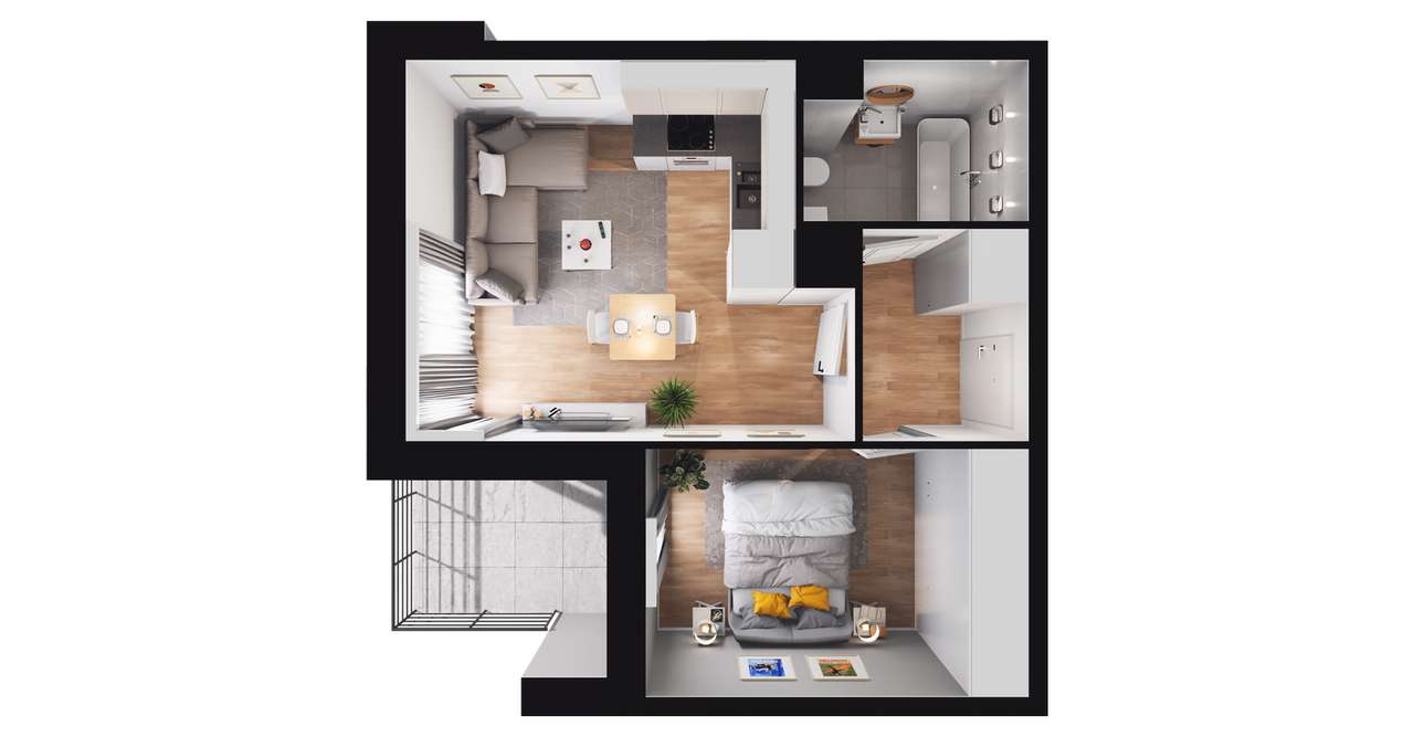 2-pokojowe mieszkanie 32m2 + balkon - Pełny obrazek: 3/7