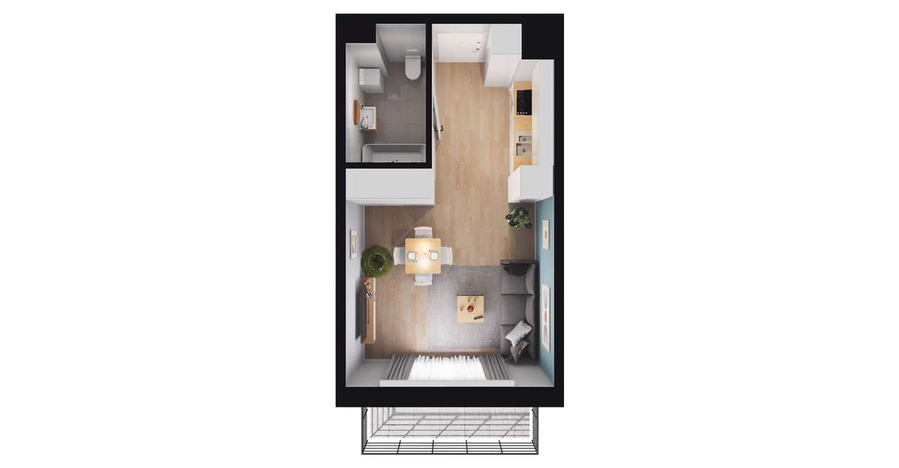 1-pokojowe mieszkanie 27m2 + balkon Bez Prowizji - Pełny obrazek: 2/8