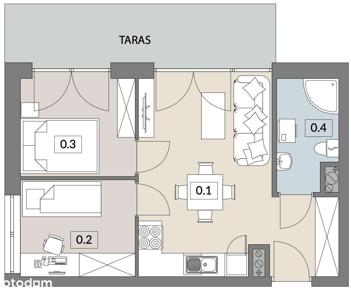 3 pokoje z tarasem, niska zabudowa w Poznaniu-2