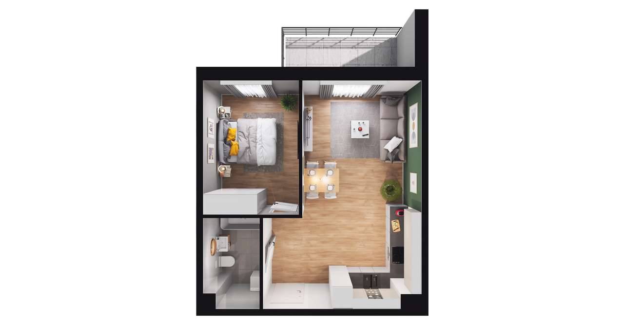 2-pokojowe mieszkanie 41m2 + balkon Bez Prowizji - Pełny obrazek: 3/9