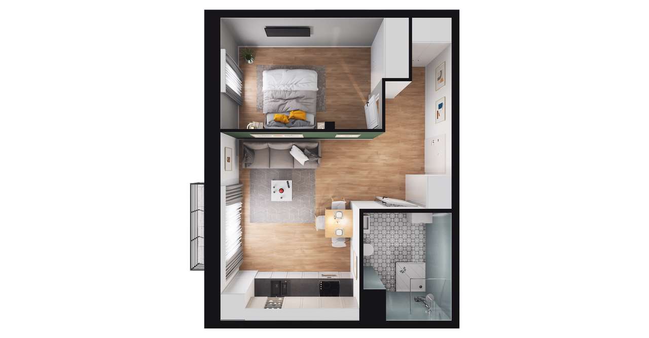 2-pokojowe mieszkanie 40m2 + balkon Bezpośrednio - Pełny obrazek: 3/8