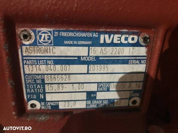 CUTIE DE VITEZE IVECO AUTOMATA 16AS 2200 IT R=15,89-1,00 CU INTARDER 8866628 - 3