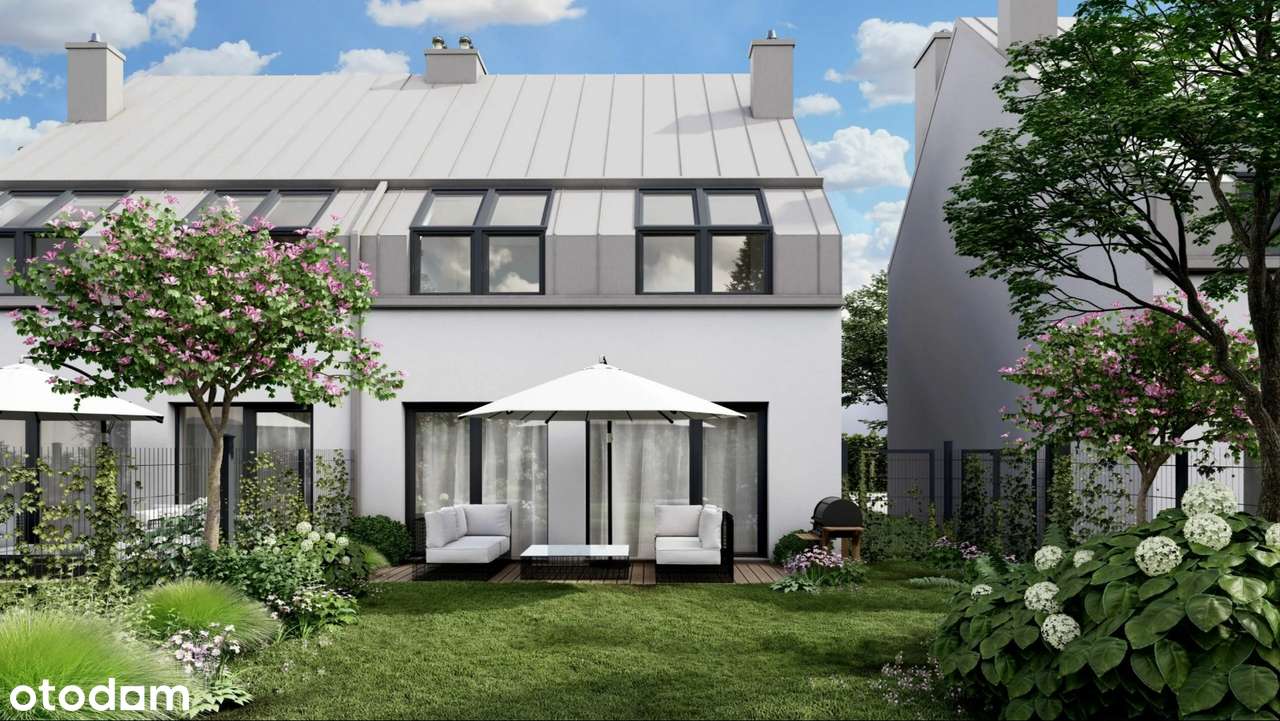 Skrajny szereg z antresolą, garażem i przestronnym ogrodem-1