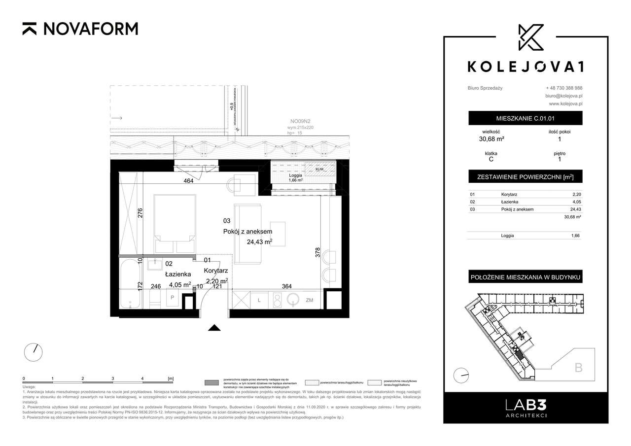 Kolejova 1 | mieszkanie 1-pok. | C.01.01 - Pełny obrazek: 2/7