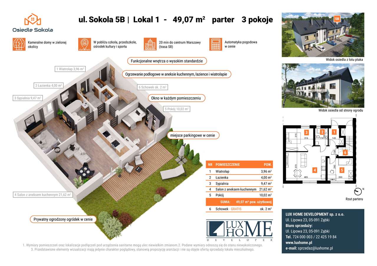 INWESTYCJA ZAKOŃCZONA, ODEBRANA -  Z OGRÓDKIEM I 1 MIEJSCEM POSTOJOWYM - Pełny obrazek: 2/7