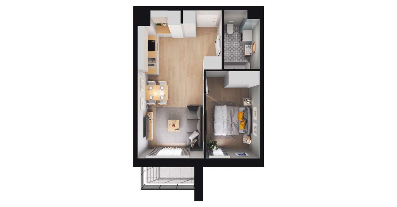 2-pokojowe mieszkanie 37m2 + balkon Bez Prowizji - Pełny obrazek: 2/8