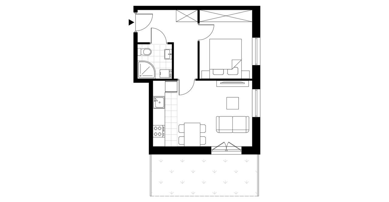 2-pokojowy apartament inwestycyjny 37m2 + ogródek - Pełny obrazek: 3/5