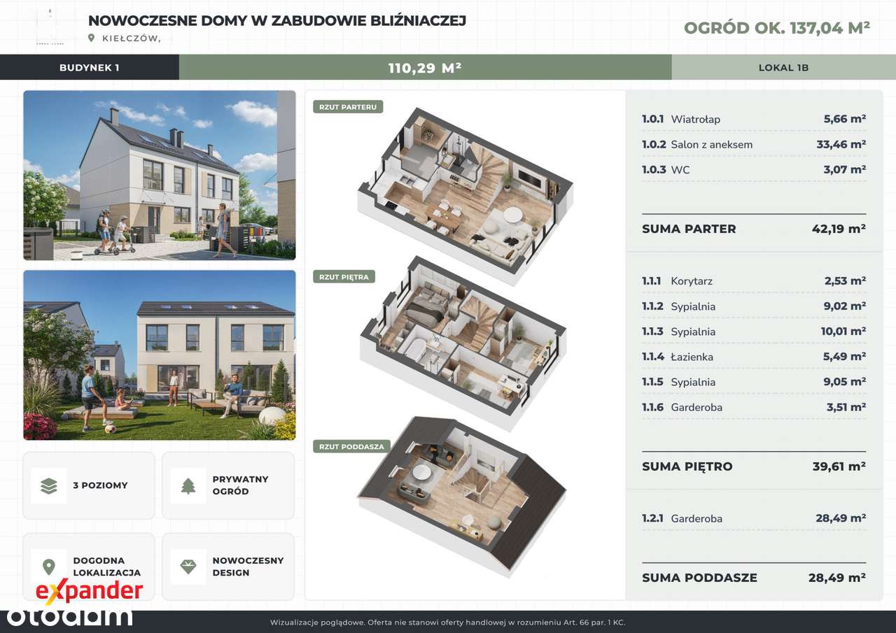 Dom bliźniak 110 m2 I Poddasze użytkowe I Ogród-3