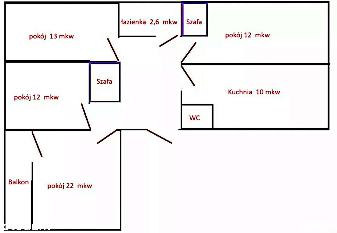 !-ZIELONY BISKUPIN-ROZKŁADOWE-82 m²-4pok-MEDIA MIEJSKIE-BALKON-piwnica- - Widok 6