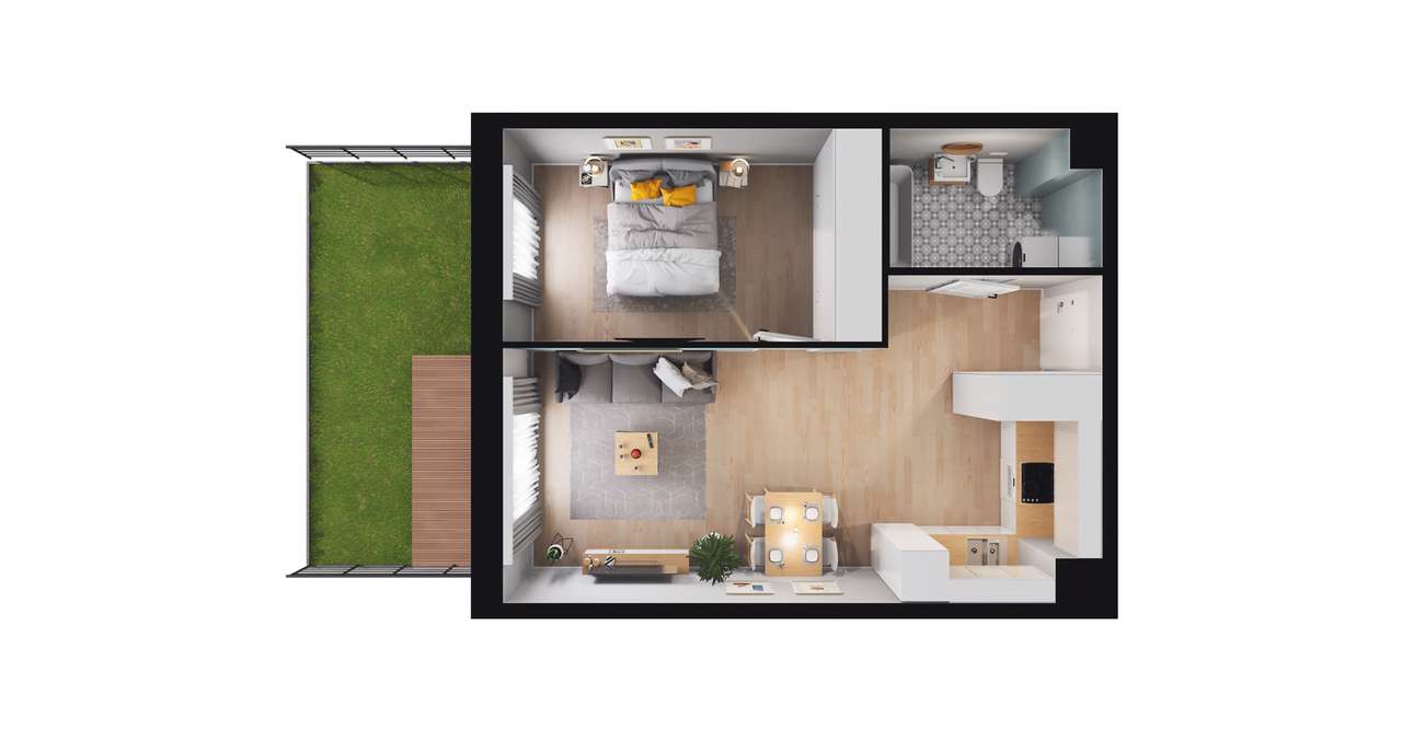 2-pokojowe mieszkanie 41m2 + ogródek Bez Prowizji - Pełny obrazek: 3/9